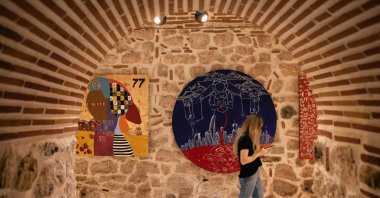 Müge Yılmaz Çalışkan debuts her latest exhibition, "Impulse," at the historic Kethüda Bath House (Hammam) in Istanbul, Türkiye, April 28, 2024. (Photo courtesy of Müge Yılmaz Çalışkan)