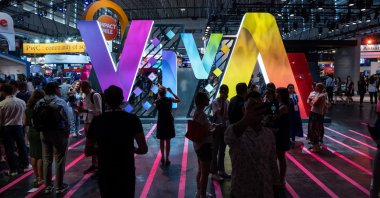 The Vivatech logo in Paris, France, June 14, 2023. (Reuters Photo)