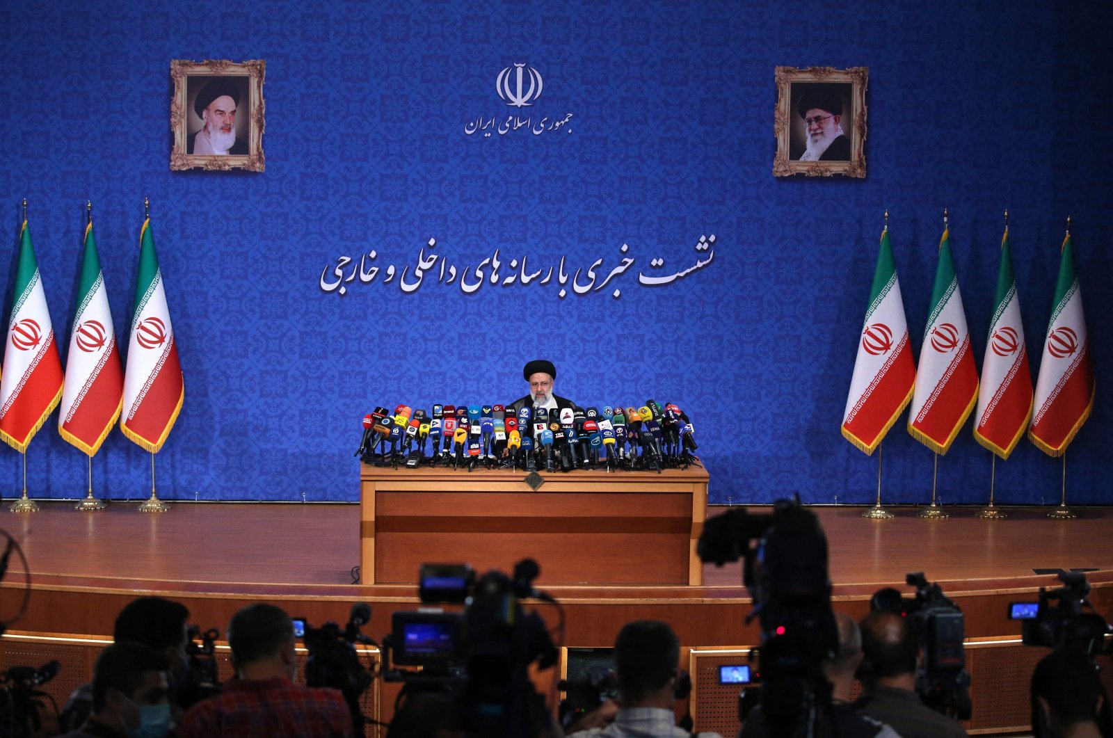 Iran&#039;s President-elect Ebrahim Raisi addresses his first press conference in the capital Tehran, Iran, June 21, 2021. (AFP File Phtoo)