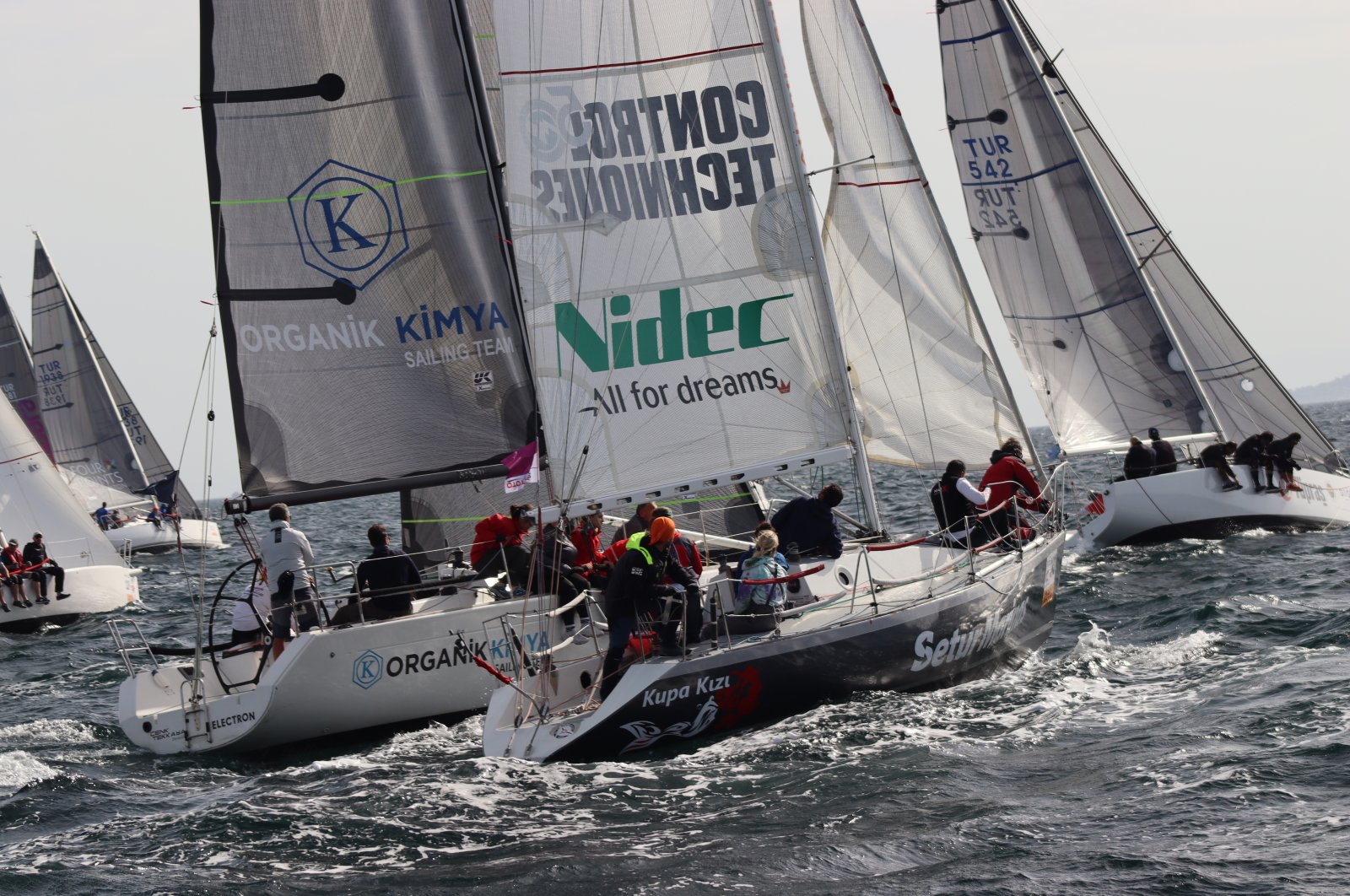 An undated picture shows sailors in action during the Presidential International Yacht Races. (Courtesy of the Turkish Sailing Federation)