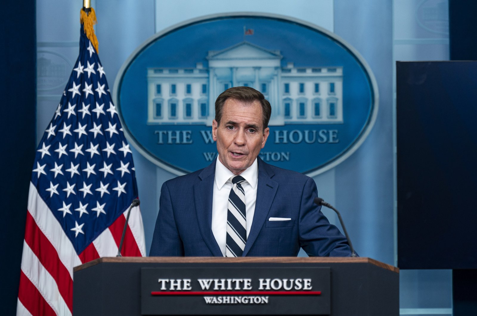 White House national security communications advisor John Kirby speaks during a news conference in the James S. Brady Press Briefing Room at the White House in Washington, D.C., May 17, 2024. (EPA Photo)