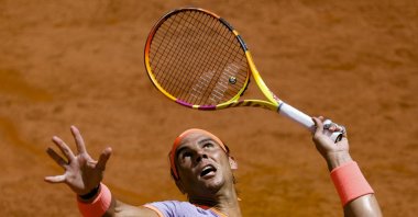 Rafael Nadal in action during his men's singles 2nd round match against Hubert Hurkacz at the Italian Open tennis tournament, Rome, Italy, May 11, 2024. (EPA Photo)