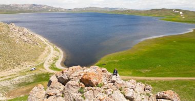 Keşiş Lake at the foot of Mount Erek in the city of Van, Türkiye, May 21, 2024. (AA Photos)