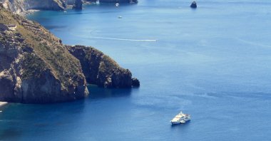 The Tyrrhenian Sea around Lipari is a deep blue color, Lipari, Italy, June 2. 2013. (DPA Photo)