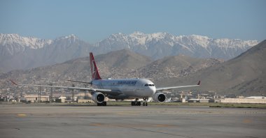 A Turkish Airlines aircraft is seen after landing at Kabul International Airport, Kabul, Afghanistan, May 21, 2024. (AA Photo)