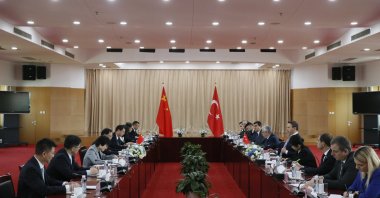 Delegations of China and Türkiye, along with Energy and Natural Resources Minister Alparslan Bayraktar (R), during official contacts in Beijing, China, May 21, 2024. (AA Photo)