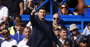 Chelsea manager Mauricio Pochettino reacts during the match against Bournemouth at the Stamford Bridge, London, U.K., May 19, 2024. (Reuters Photo) 