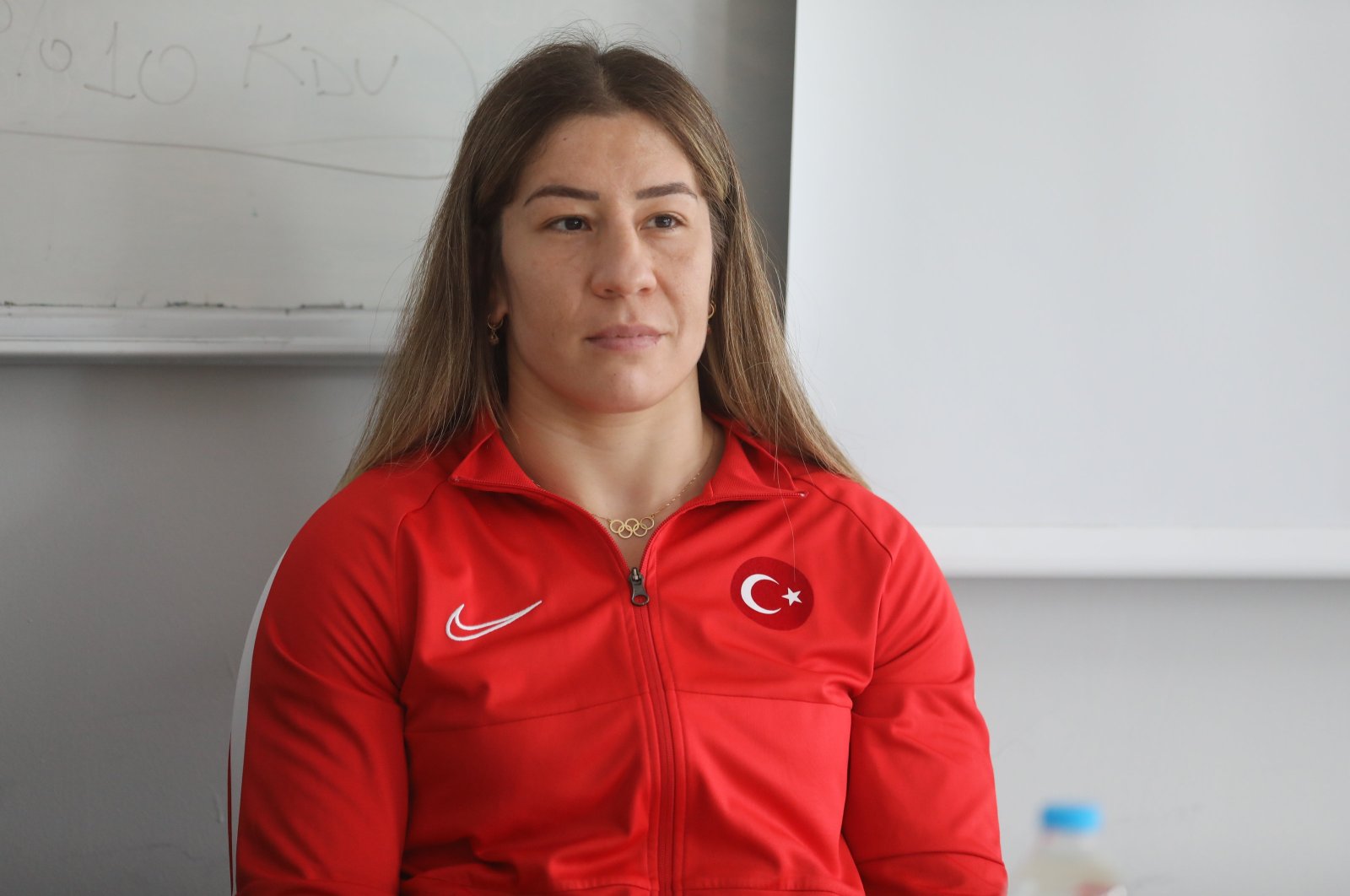 World and European wrestling champion Yasemin Adar Yiğit during an interview with Anadolu Agency (AA), Istanbul, Türkiye, May 21, 2024. (AA Photo)