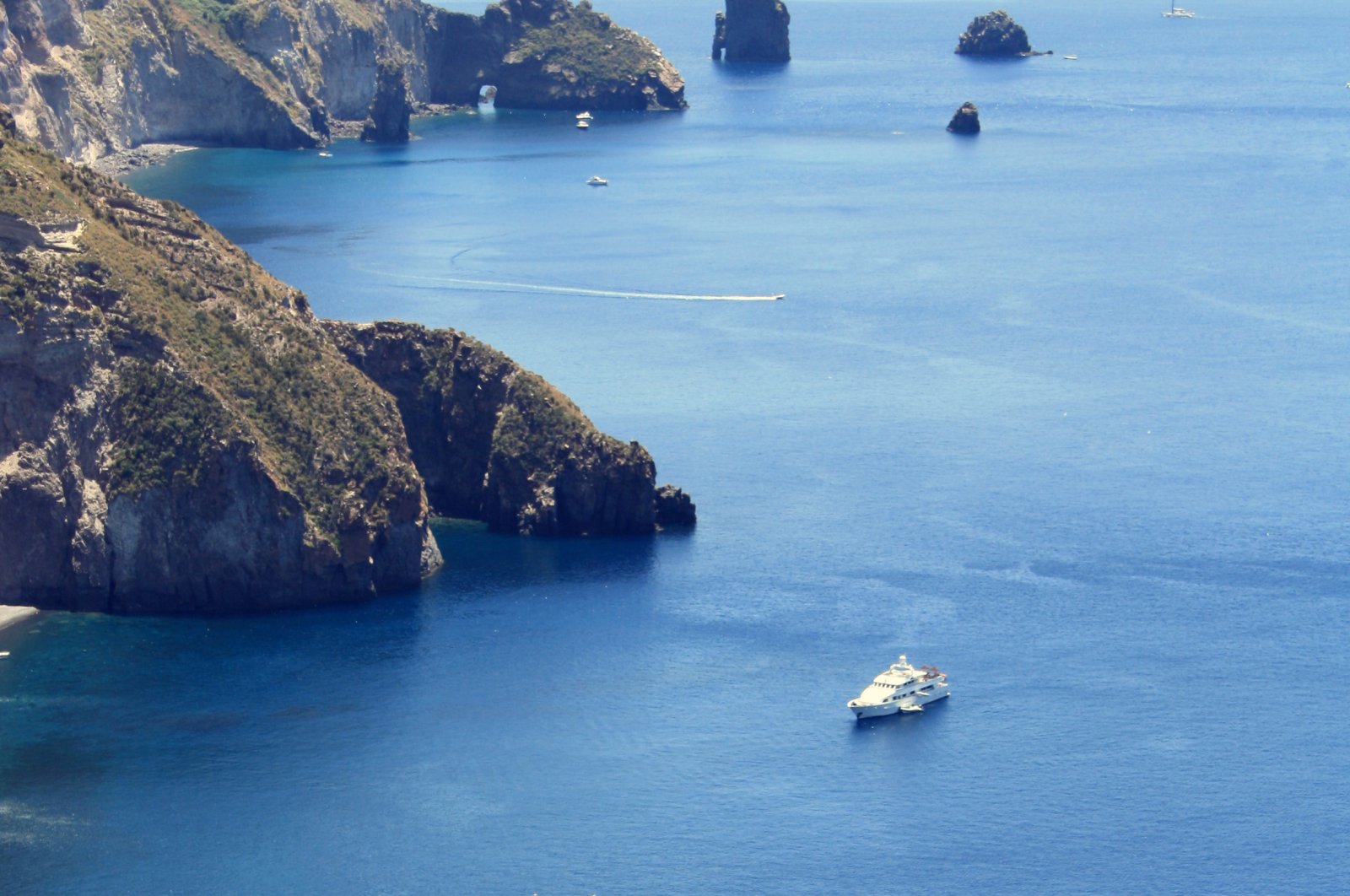 The Tyrrhenian Sea around Lipari is a deep blue color, Lipari, Italy, June 2. 2013. (DPA Photo)