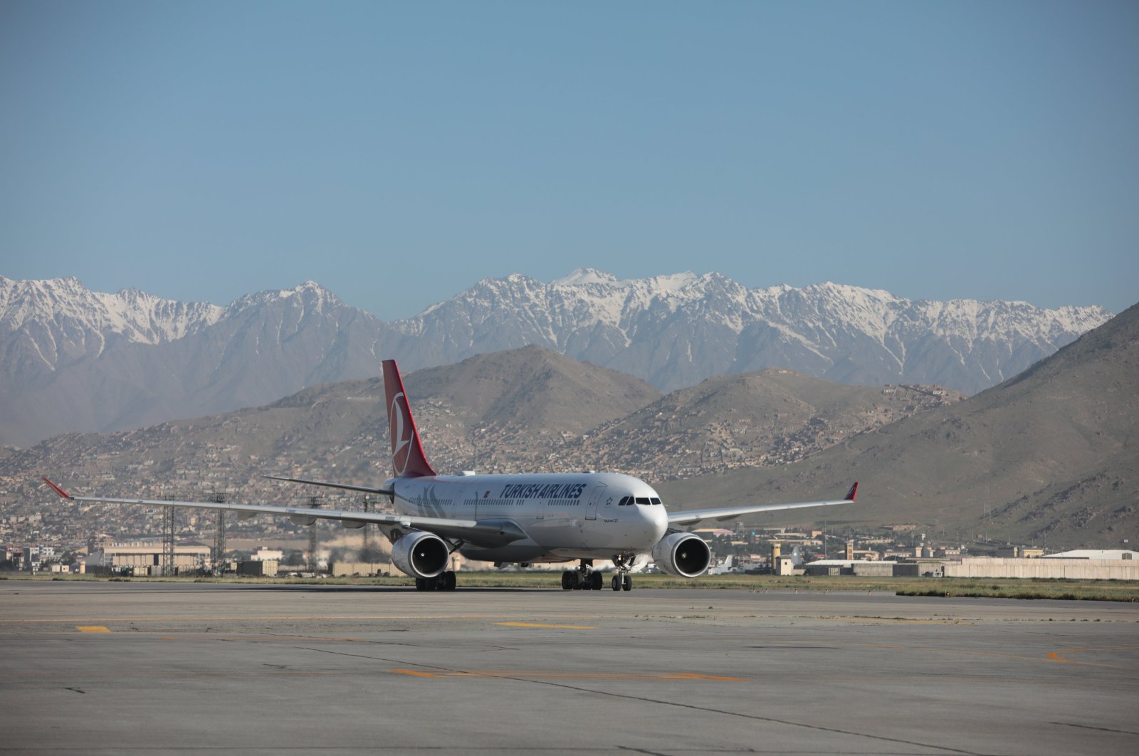 A Turkish Airlines aircraft is seen after landing at Kabul International Airport, Kabul, Afghanistan, May 21, 2024. (AA Photo)