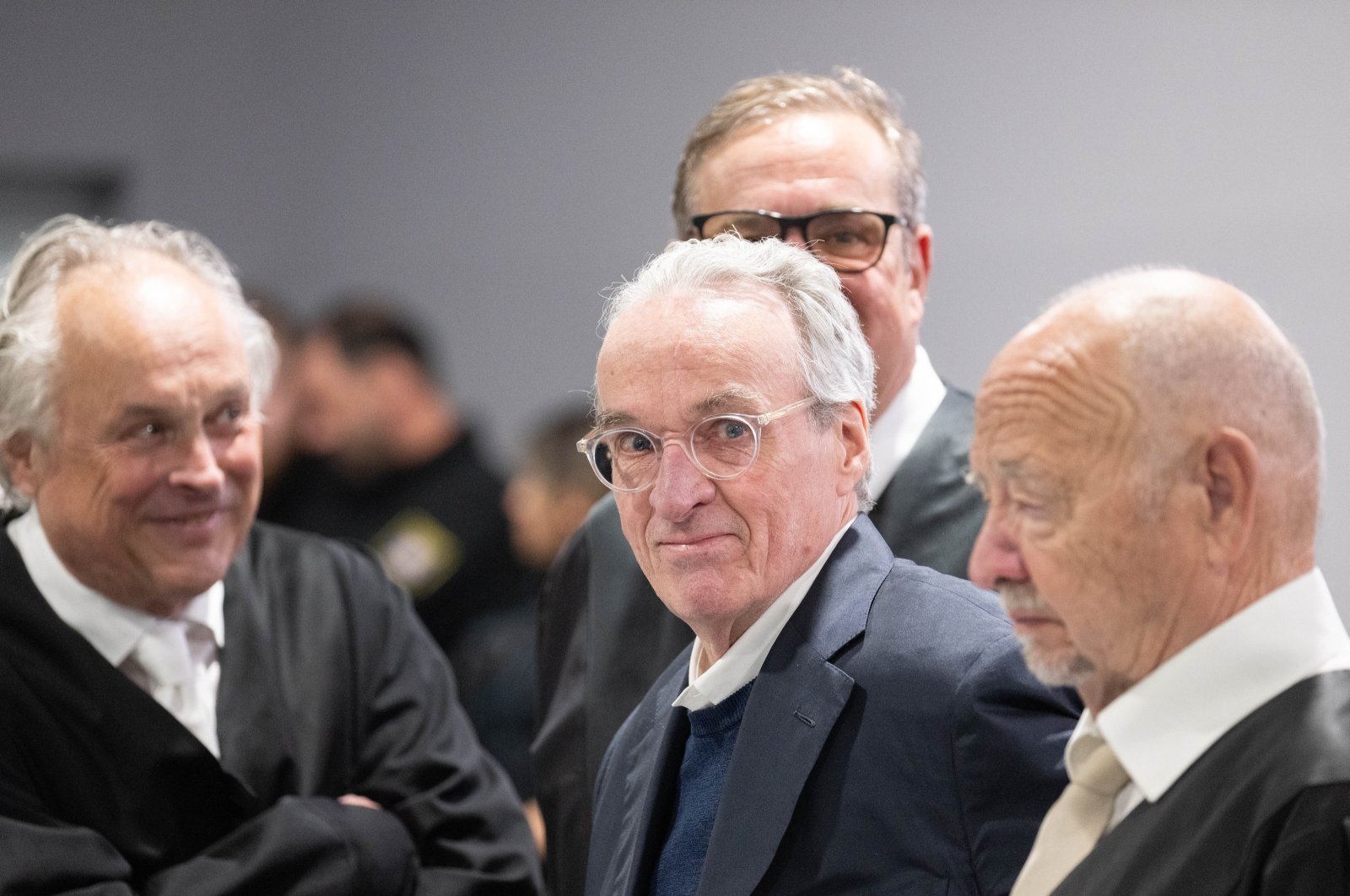 Heinrich XIII Prinz Reuss (C) arrives for his trial at the Higher Regional Court in Frankfurt, Germany, May 21, 2024. (EPA Photo)