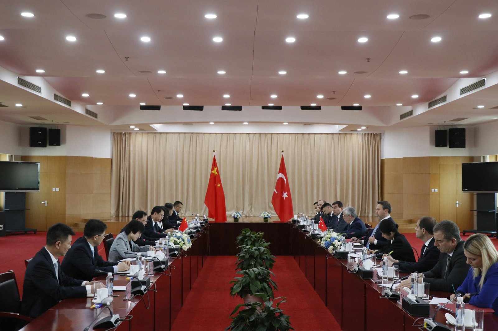 Delegations of China and Türkiye, along with Energy and Natural Resources Minister Alparslan Bayraktar (R), during official contacts in Beijing, China, May 21, 2024. (AA Photo)