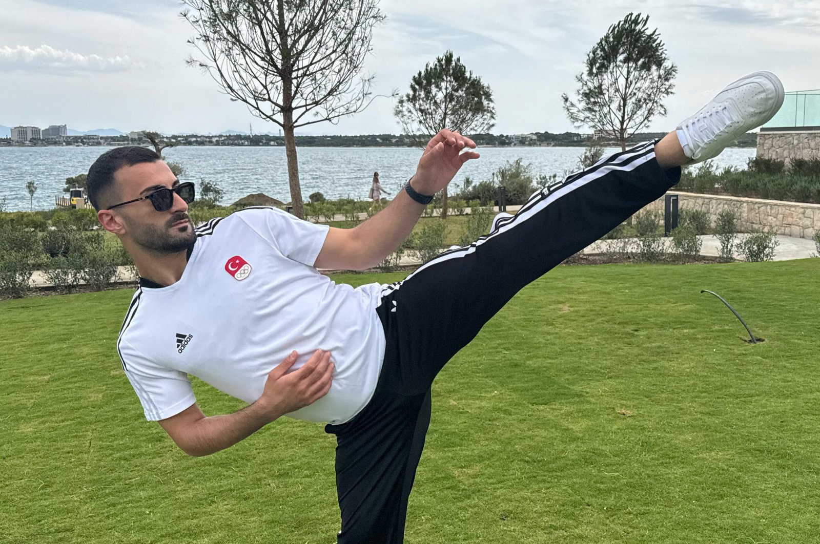 Turkish karateka Uğur Aktaş trains for the Karate 1 Premier League, Istanbul, Türkiye, May 22, 2024. (AA Photo)