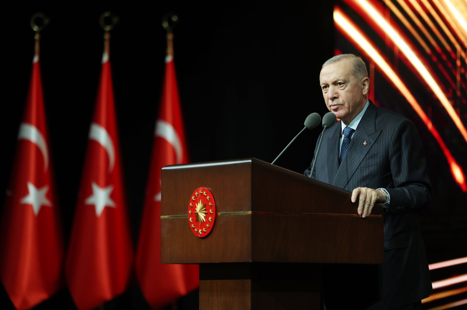 President Recep Tayyip Erdoğan speaks at an awards ceremony in Ankara, May 22, 2024. (AA Photo)
