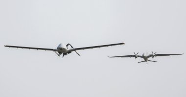 Bayraktar TB3 UCAV and Akıncı UCAV are picture during the flight, May 22, 2024. (AA Photo)