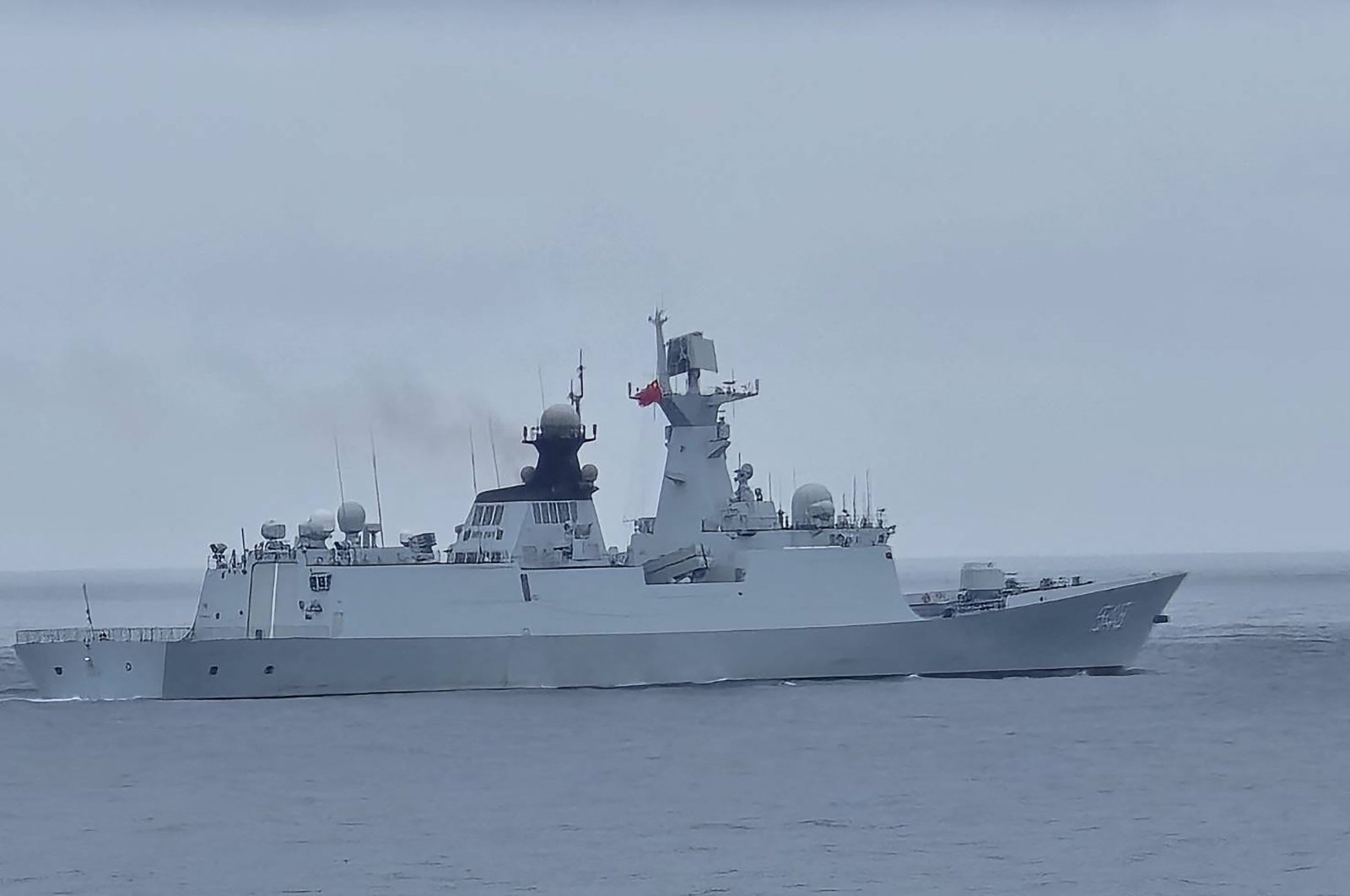 A Chinese military ship northwest of Pengjia Island, off the coast of northern Taiwan, May 23, 2024. (AFP Photo)