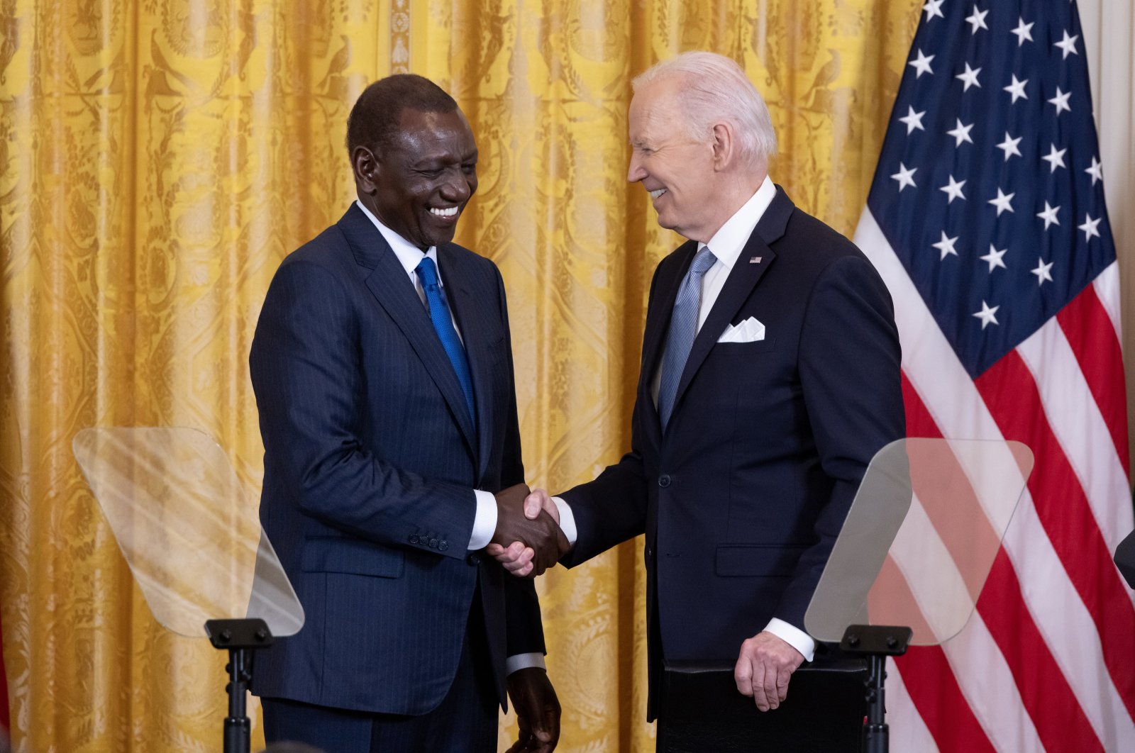 U.S. President Joe Biden (Right) shakes hands with President of Kenya William Ruto at the conclusion of their joint news conference in the East Room of the White House in Washington, D.C., U.S., May 23, 2024. (EPA Photo)