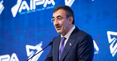 Vice President Cevdet Yılmaz speaks at the AI Tomorrow Summit in Ankara, Türkiye, May 23, 2024. (AA Photo)