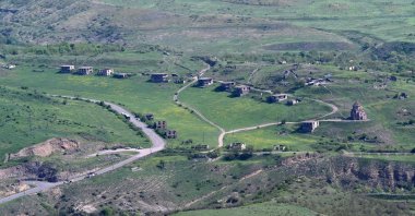 A view of Ashaghi Askipara, one of the villages that returned to Azerbaijan, in Tavush on the border between Armenia and Azerbaijan, April 26, 2024. (AFP Photo)