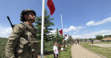 Soldiers and civilians attend a commemoration ceremony for 33 soldiers killed by PKK in 1993 in Bingöl, eastern Türkiye. (İHA Photo)
