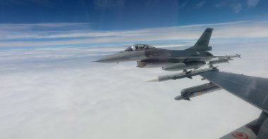 Taiwanese F-16 fighter jets being dispatched at an undisclosed location around the airspace of Taiwan, May 24, 2024. (EPA Photo)