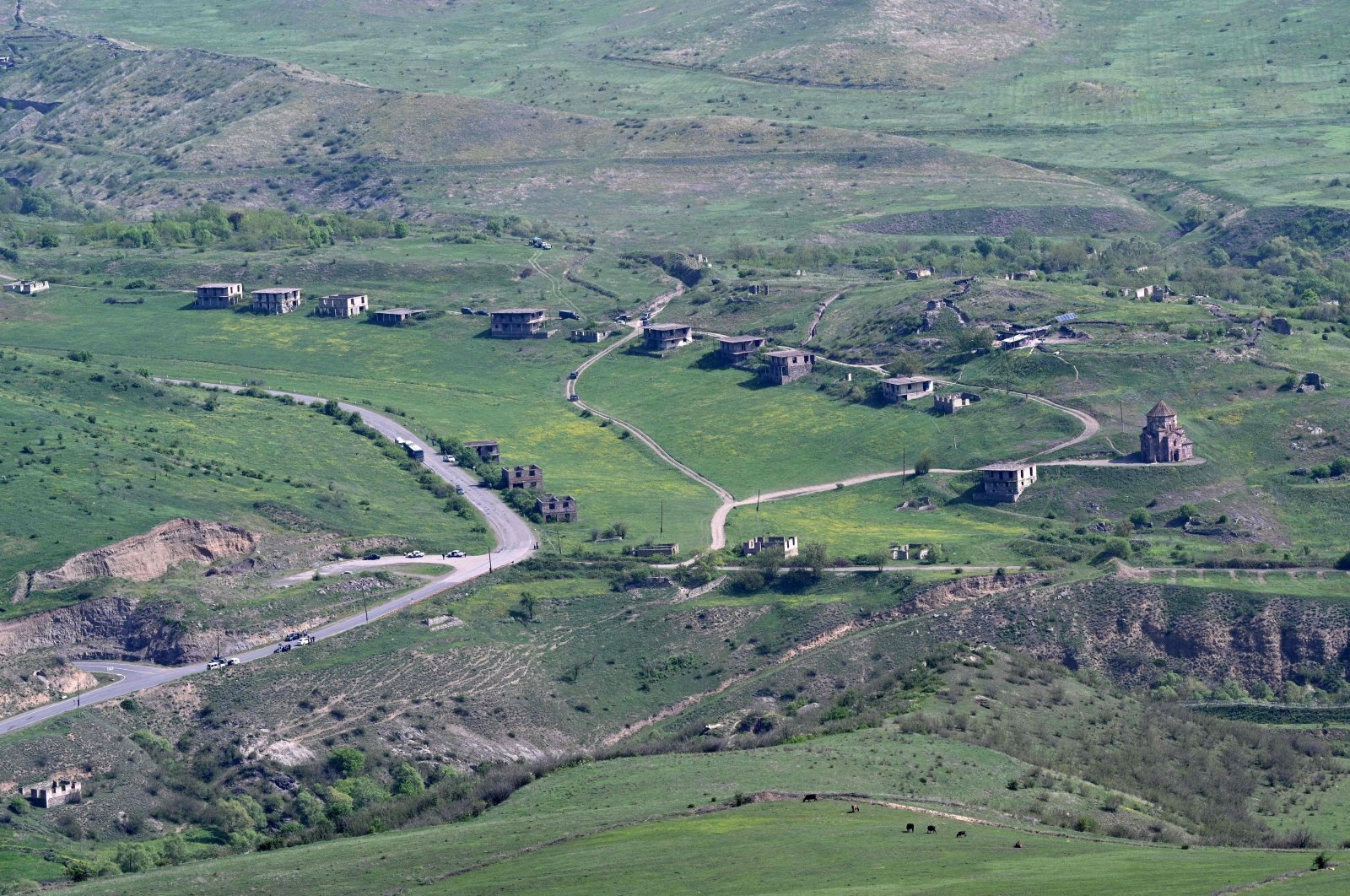 A view of Ashaghi Askipara, one of the villages that returned to Azerbaijan, in Tavush on the border between Armenia and Azerbaijan, April 26, 2024. (AFP Photo)