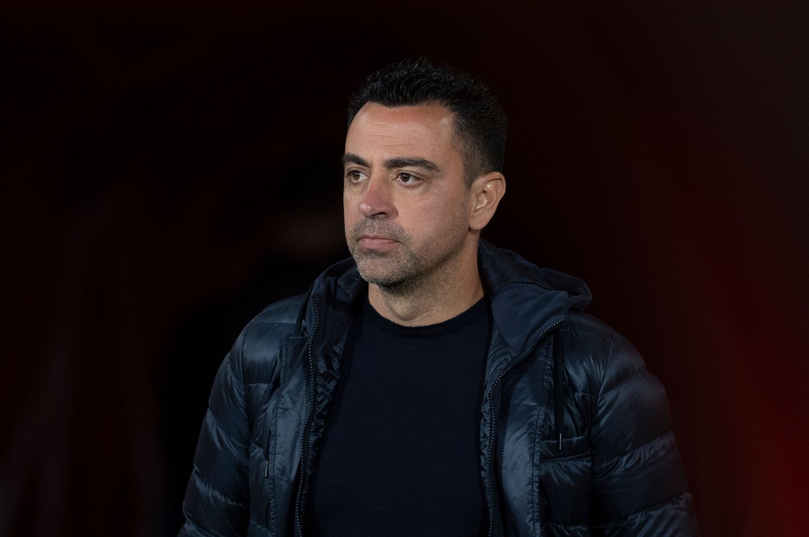 Xavi is pictured during the La Liga football match against Almeria at the Municipal Stadium of the Mediterranean Games, Almeria, Spain, May 16, 2024. (AFP Photo)