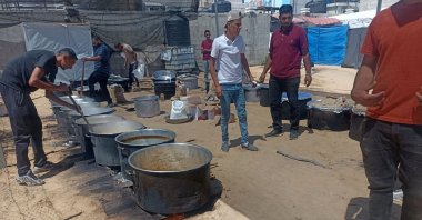 Workers prepare meals at the Turkish Red Crescent soup kitchen in Gaza, Palestine, May 25, 2024. (İHA Photo)