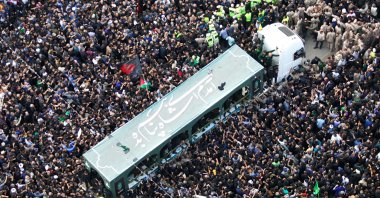 A handout picture provided by the Iranian Presidency shows Iranian mourners attending the funeral of late President Ebrahim Raisi in the city of Mashhad, Iran, May 23, 2024. (AFP Photo)
