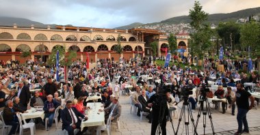 Bursa's 3rd "Coffee Conversations Night" at the historic Silk Han, emphasized heartfelt talks over coffee, Bursa, Türkiye, May 26, 2024. (IHA Photo)