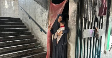 A Palestinian woman is seen at a shelter for displaced people, in Khan Younis, southern Gaza, Palestine, May 26, 2024. (AA Photo)