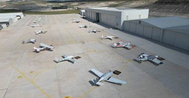 Fifteen German aviation enthusiasts landed at Eskişehir's Sivrihisar Aviation Center to tour the city for four days, Eskişehir, Türkiye, May 26, 2024. (DHA Photo)