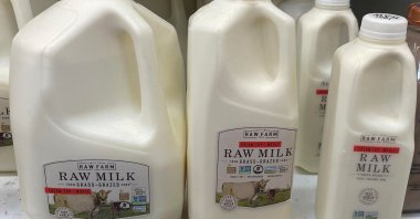 Bottles of raw milk are seen in a display in a Sprouts Farmers Market store in Los Angeles, California, U.S., April 29, 2024. (Reuters Photo)