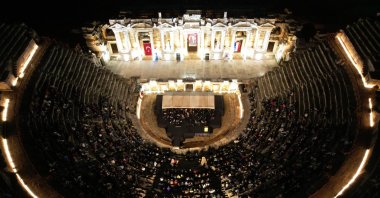 Celebrating 100 years of friendship between Türkiye and the Netherlands, chamber orchestras from both countries perform together at the Hierapolis ancient theater, Denizli, Türkiye, May 22, 2024. (IHA Photo)