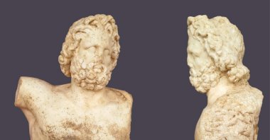 The statue of Zeus, from the Roman Imperial Period was found during excavation works in the ancient city of Aspendos, Antalya, Türkiye, May 27, 2024. (AA Photo)