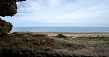 The view from the bunker in Omaha Beach, defending section "Easy Red," a D-Day objective for units of the U.S. 29th and 1st infantry divisions landing at dawn on June 6, 1944, Northern France, May 17, 2024. (AFP Photo)