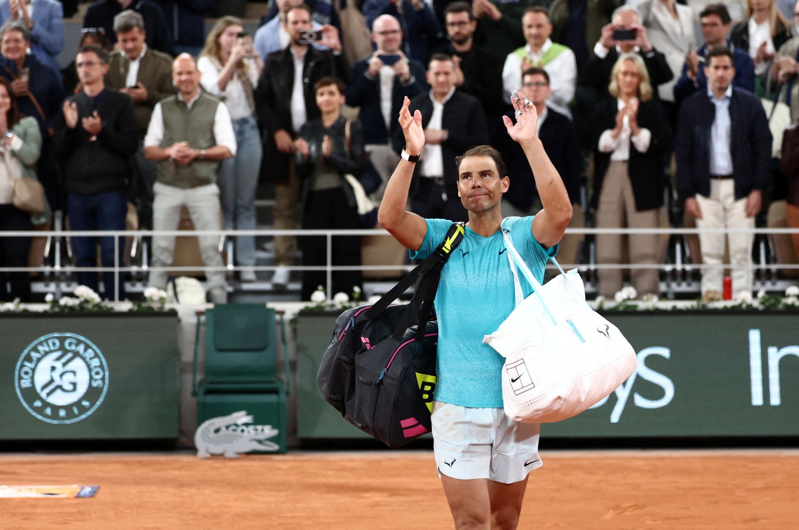 Spain&#039;s Rafael Nadal waves to the crowd as he leaves the court after losing his French Open first round match against Germany&#039;s Alexander Zverev, Roland Garros, Paris, France, May 27, 2024. (Reuters Photo)