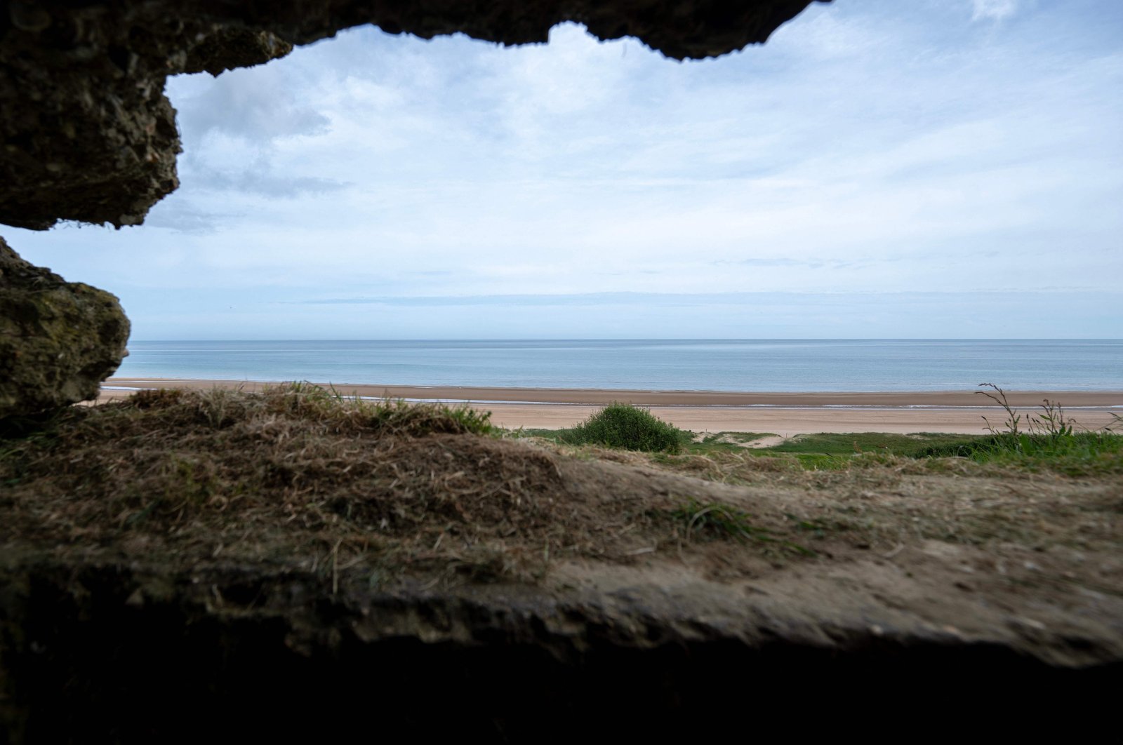 The view from the bunker in Omaha Beach, defending section "Easy Red," a D-Day objective for units of the U.S. 29th and 1st infantry divisions landing at dawn on June 6, 1944, Northern France, May 17, 2024. (AFP Photo)