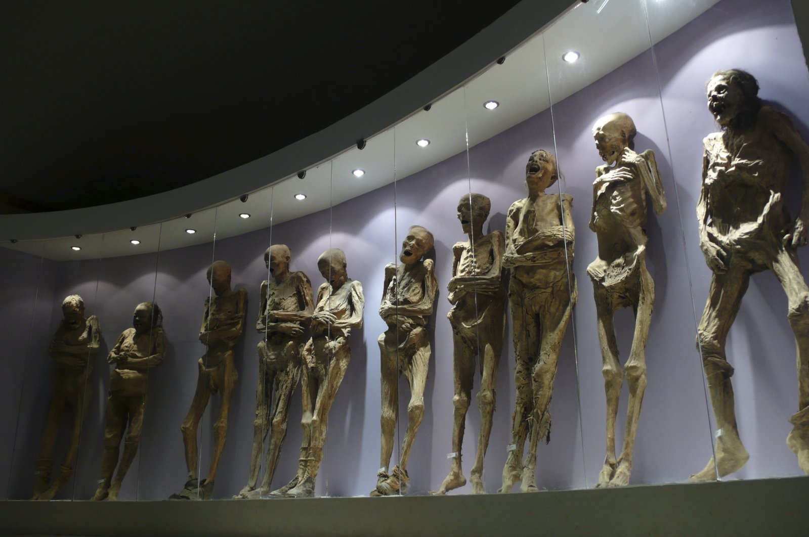 The file photo shows mummies displayed in the Mummy Museum in Guanajuato, Mexico, Nov. 1, 2008. (AP Photo)