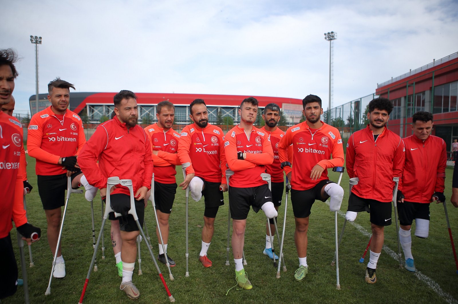 Türkiye&#039;s amputee national football team players pose for a photo after their training session, Istanbul, Türkiye, May 28, 2024. (AA Photo)