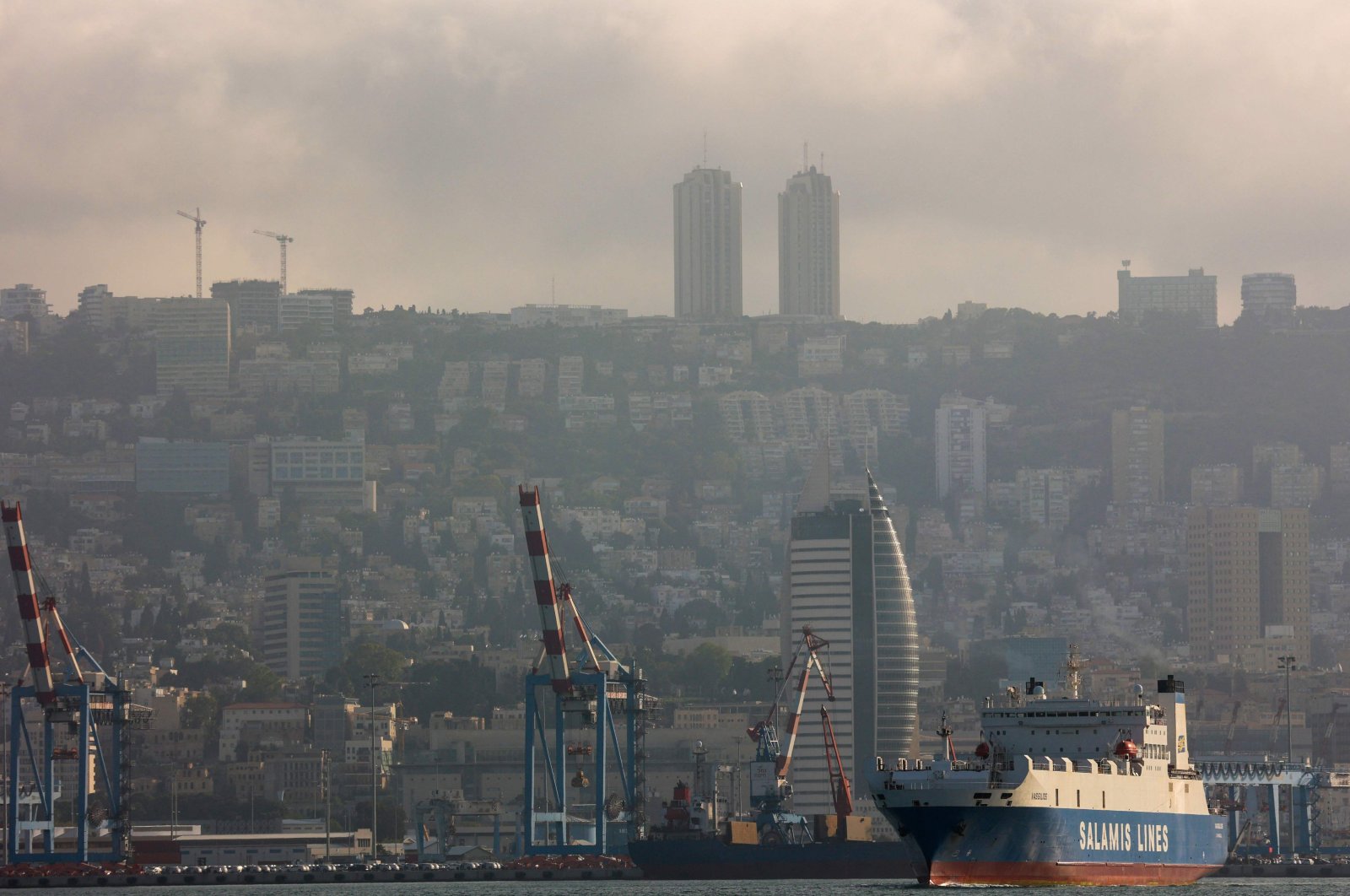 A ship arrives at the SIPG Bayport Terminal seaport in Haifa, Israel, May 21, 2024. (AFP Photo)