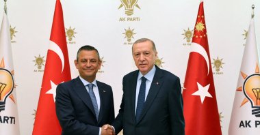 President Recep Tayyip Erdoğan meets with CHP leader Özgür Özel, in the capital Ankara, Türkiye, May 2, 2024. (Reuters Photo)