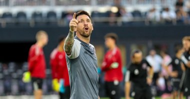 Inter Miami's Lionel Messi trains on the pitch during Inter Miami CF’s Futbol Fiesta Open training day at Chase Stadium, Fort Lauderdale, Florida, U.S., May 21, 2024. (AFP Photo)