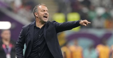 Hansi Flick reacts during the World Cup Group E match between Costa Rica and Germany at the Al Bayt Stadium, al-Khor, Qatar, Dec. 1, 2022. (AP Photo)
