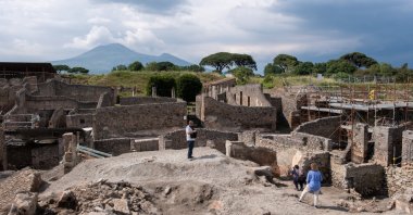Italy's Culture Minister Gennaro Sangiuliano inspects the new excavation site Regio IX (Region 9) in Pompeii Archaeological Park, Pompeii, Italy, May 29, 2023. (AA Photo)