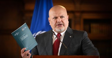 International Criminal Court (ICC) Prosecutor Karim Khan speaks during a news conference at the San Carlos Palace in Bogota, on April 25, 2024. (AFP Photo)