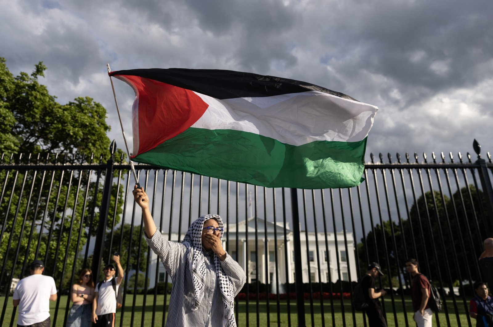 A pro-Palestinian protester rallies outside the White House to protest against support of Israel by the U.S. and to condemn an Israeli strike in Gaza last weekend, in Washington, D.C., U.S. May 28, 2024. (EPA Photo)