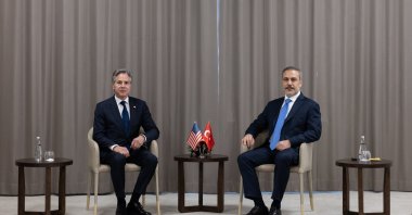 Foreign Minister Hakan Fidan and U.S. Secretary of State Antony Blinken meet in Prague, Czechia, May 30, 2024. (AA Photo)
