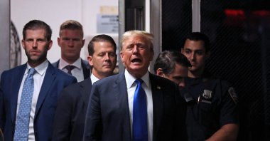 Former U.S. president and Republican presidential candidate Donald Trump speaks to the media during his criminal trial at Manhattan Criminal Court, New York City, U.S., May 30, 2024. (APF Photo)