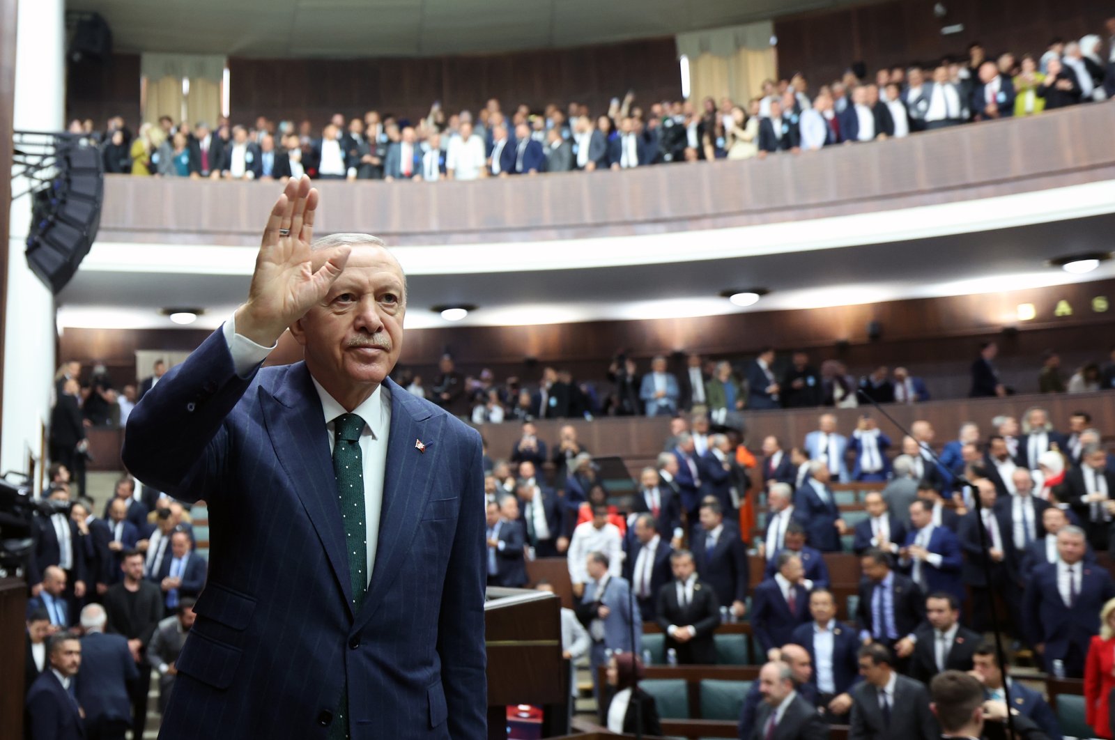 President Recep Tayyip Erdoğan attends his AK Party&#039;s meeting, Ankara, Türkiye, May 29, 2024. (DHA Photo)
